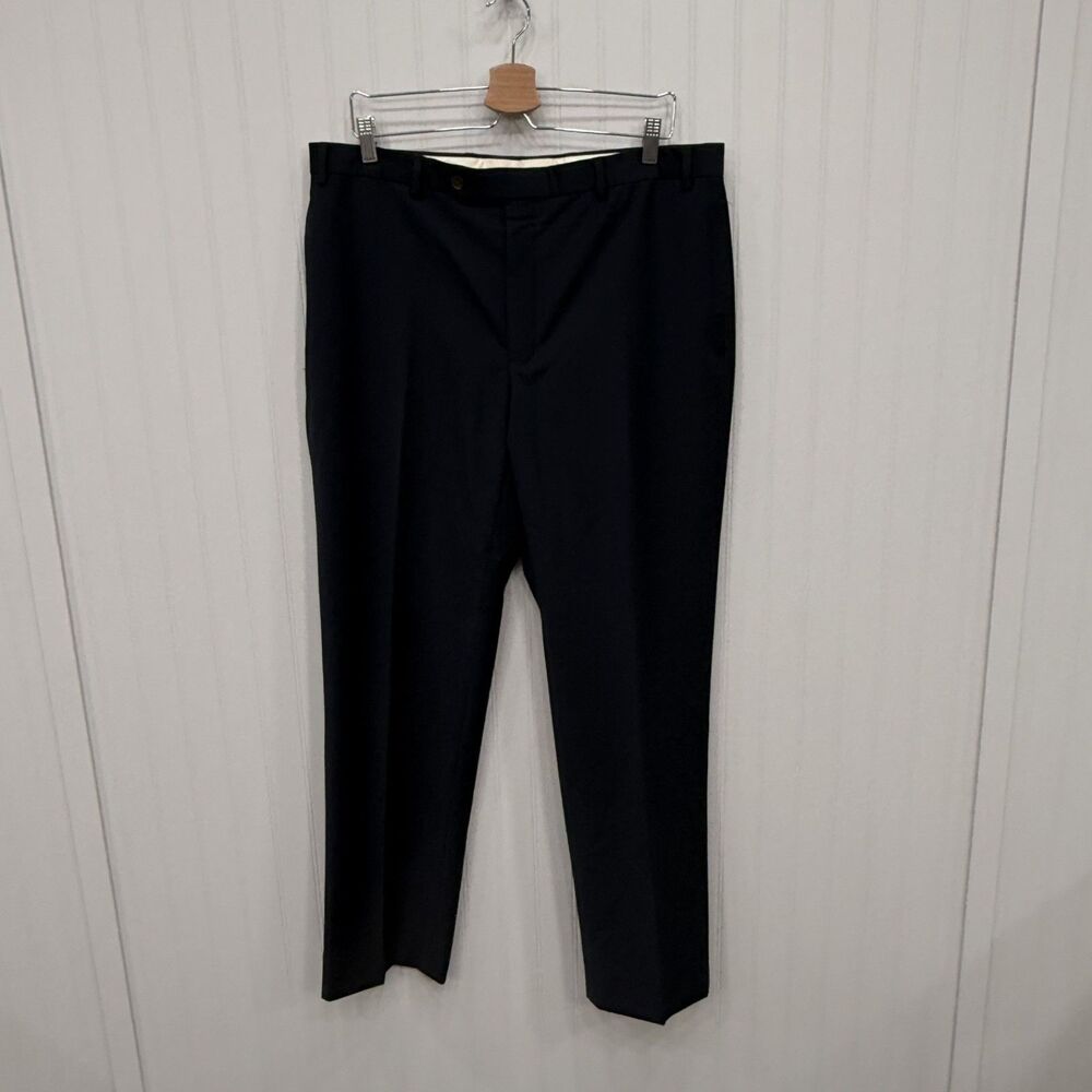 Brooks Brothers Men's W38 x L32 Navy Blue Stretch Wool Flat Front Dress Pants